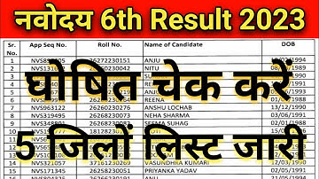 नवोदय 6th रिजल्ट - Jawahar Navodaya vidyalaya class 6 Result 2023 | How to check jnv class 6 Result