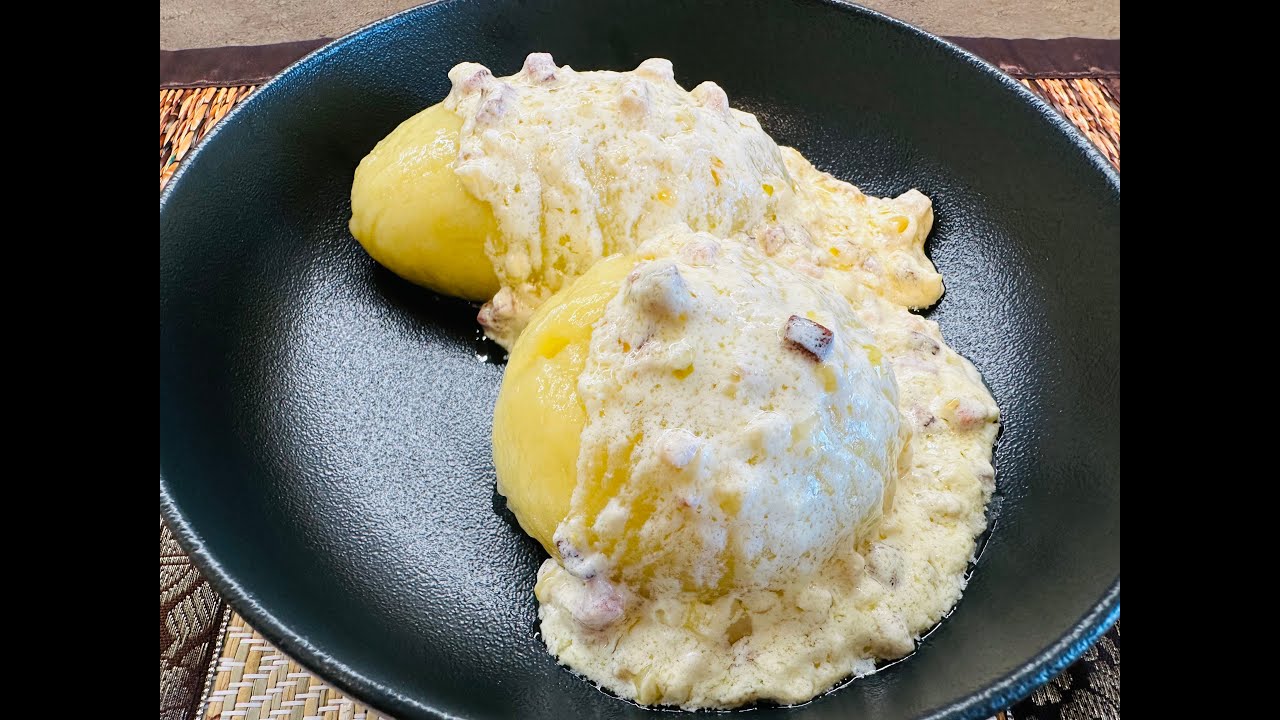 Цепелины из вареного картофеля с мясом и творогом