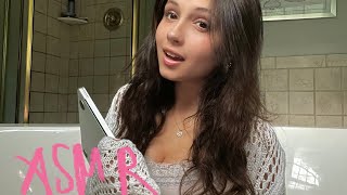 ASMR not-very-smart girl investigates your crime in her bathtub (spraying, whispers, typing sounds)