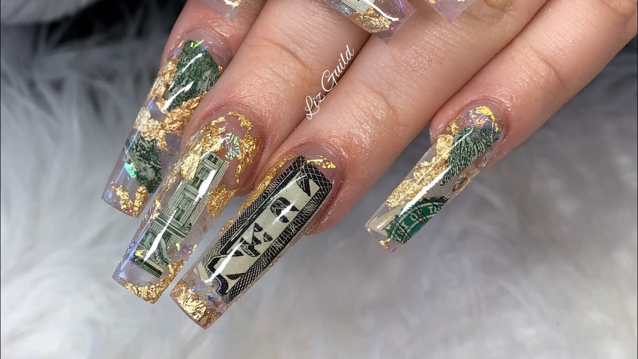 Money and Weed Acrylic Nails - wide 9