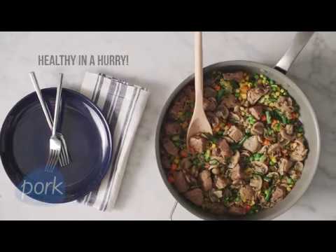 One Skillet Pork with Wild Rice and Herbs