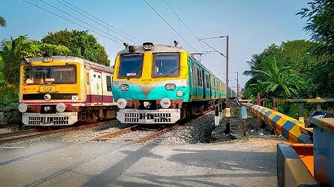 Back to back Colourful Trains at Railgate | Unique Sea Green Livery EMU Train skip Level Crossing