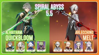 C0 Alhaitham Quickbloom &amp; C0 Arlecchino Melt | Spiral Abyss 5.5 | Genshin Impact