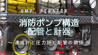 PO02消防ポンプの構造配管と連成計、圧力計の関係