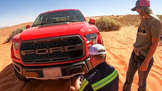 Two Ford Raptors Stopped in Their Tracks