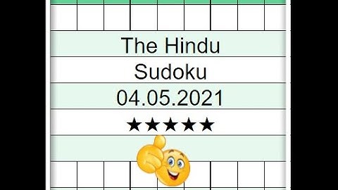 Today The Hindu Sudoku 5 Star Solution | 04.05.2021