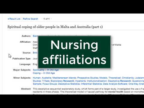 Find nurse authors and research articles with CINAHL