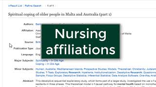 Find nurse authors and research articles with CINAHL