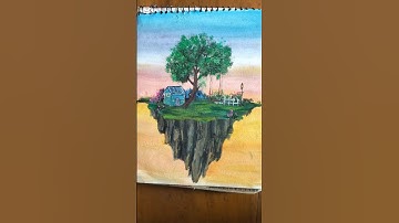 Floating Island 💫.#art #acrylicpainting #easytutorial #artshorts