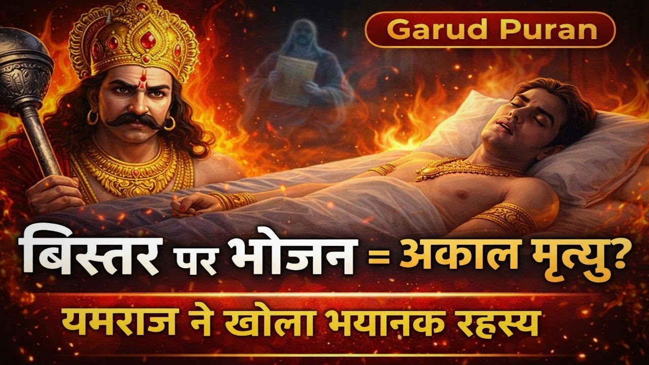 “बिस्तर पर भोजन करने से क्यों आती है अकाल मृत्यु? यमराज ने खोला भयानक रहस्य | Garud Puran”
