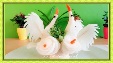 Hướng dẫn cách tỉa Thiên nga từ củ cải-Carving Swan