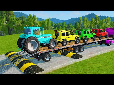 Flatbed Truck Mcqueen | Transportation with Truck - Pothole vs Car #13 - BeamNG.Drive