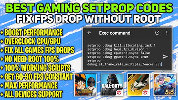 Best Gaming Setprop Codes No Root | Fix FPS Drop & Performance Without Root