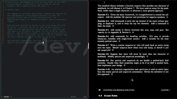 K&R Exercise 4-4 Solution