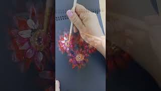 Amazing red flowers painting, нарисовать цветы, acrylic painting,   creative flowers painting