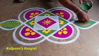 Simple Method flowers Padi Kollam Beautiful Rangoli Easy Rangoli pandaga muggulu