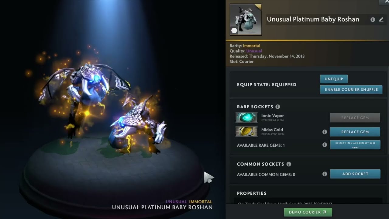 Dota 2 : Roshan's S-Tier Courier Display & Crafting in last 20 days