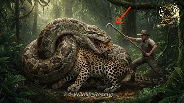 Brave Rescue Team Battles Giant Python To Save Trapped Wild Leopard