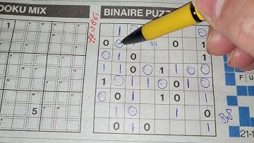 Tuesday. Bonus Extra edition. (#3861) Binary01 Sudoku puzzle.  12-21-2021 Extra part 3 of 5