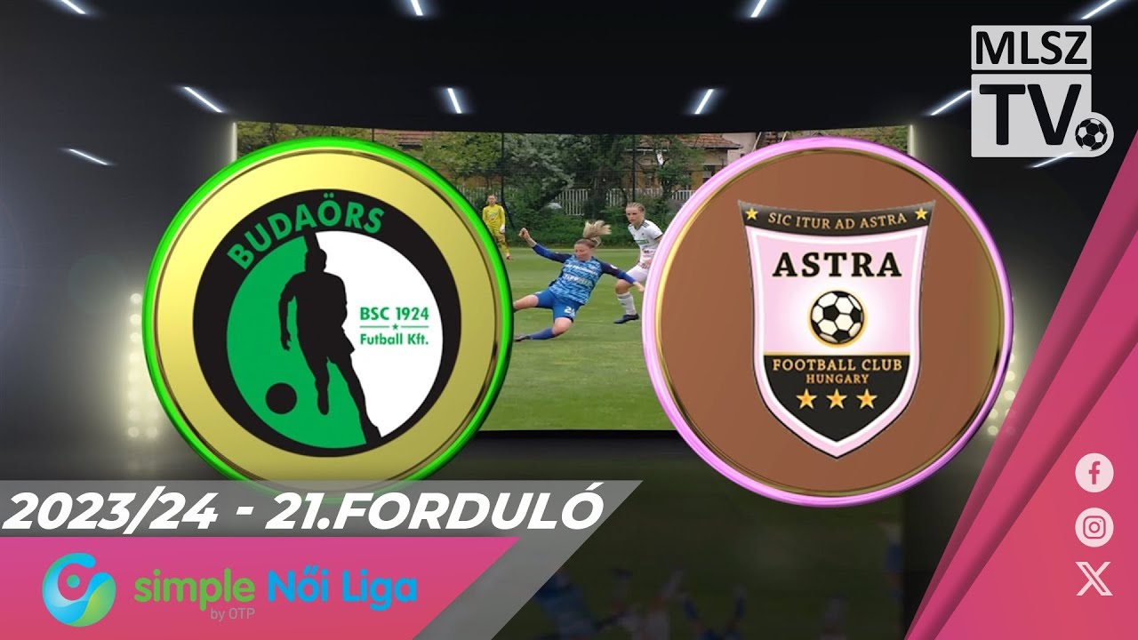 Youtube - Budaörs - Astra HFC-Üllő | 4-1 | Simple Női Liga | 21. forduló | MLSZTV