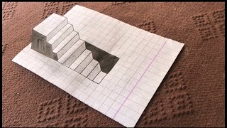 3D drawing on paper for beginners easy #3d #art