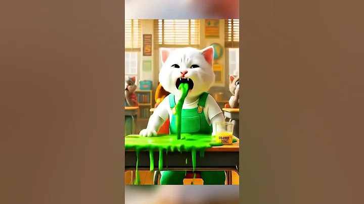 🤮🍏 The Kitten Ate a Strange Apple… Then Chaos Broke Out in Class! #aicat #catshorts #cat