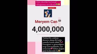 Meryem Can Türkiye’de 4 milyon aboneye ulaşan ilk kadın youtuber oldu.