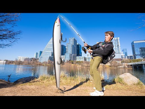 Fishing The Worlds BIGGEST Lure In Downtown Austin Texas! (6ft