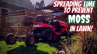 Spreading LIME to prevent MOSS in lawn!