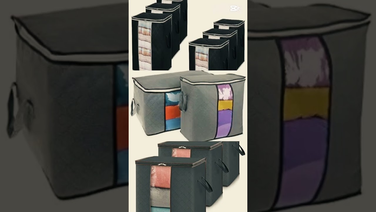 pack of 3 Portable Bamboo Storage Bags - Foldable Clothes storage bag 