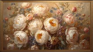 Soft Floral Elegance ✨ Vintage Peonies Oil Painting TV Wallpaper (4K) screenshot 1