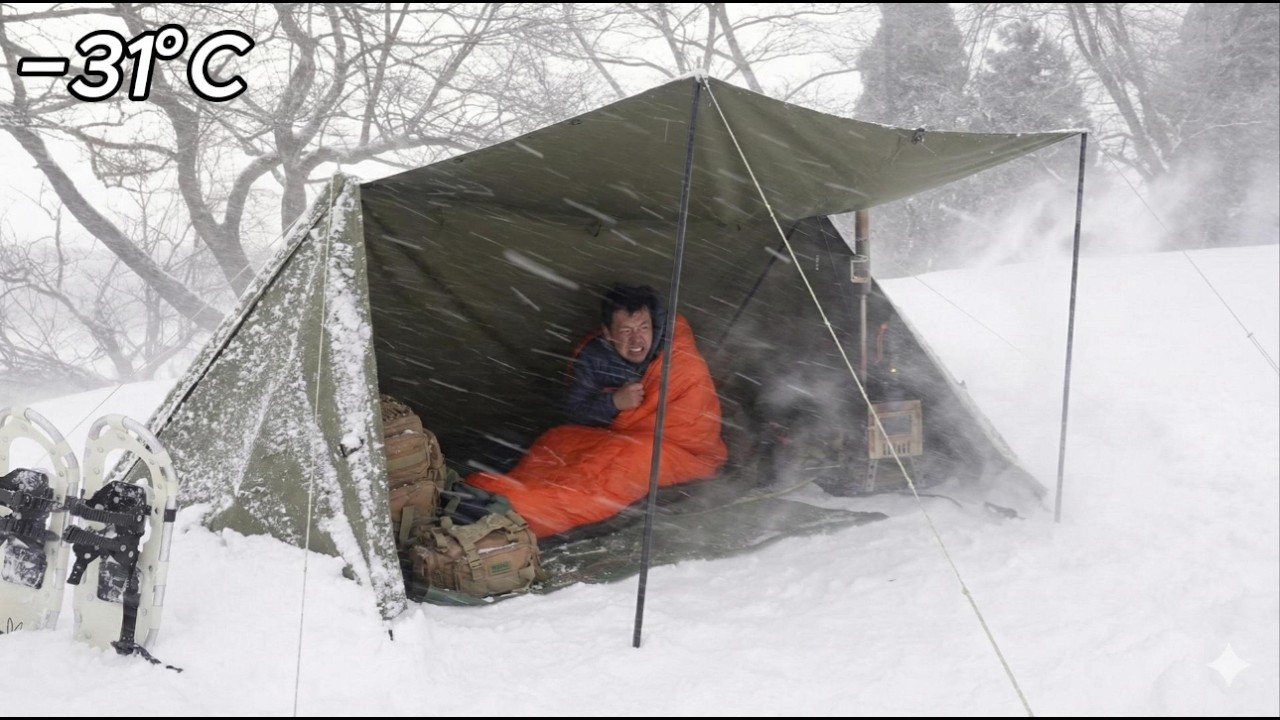 Surviving 2 Days in a -31°C Blizzard | Hot Tent Winter Bushcraft Camping