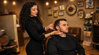 Asmr Facial Mage And Beard Shaving Iris Lady Barber