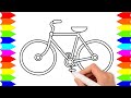 Cara menggambar sepeda yang mudah - Belajar menggambar dan mewarnai anak TK dan Paud