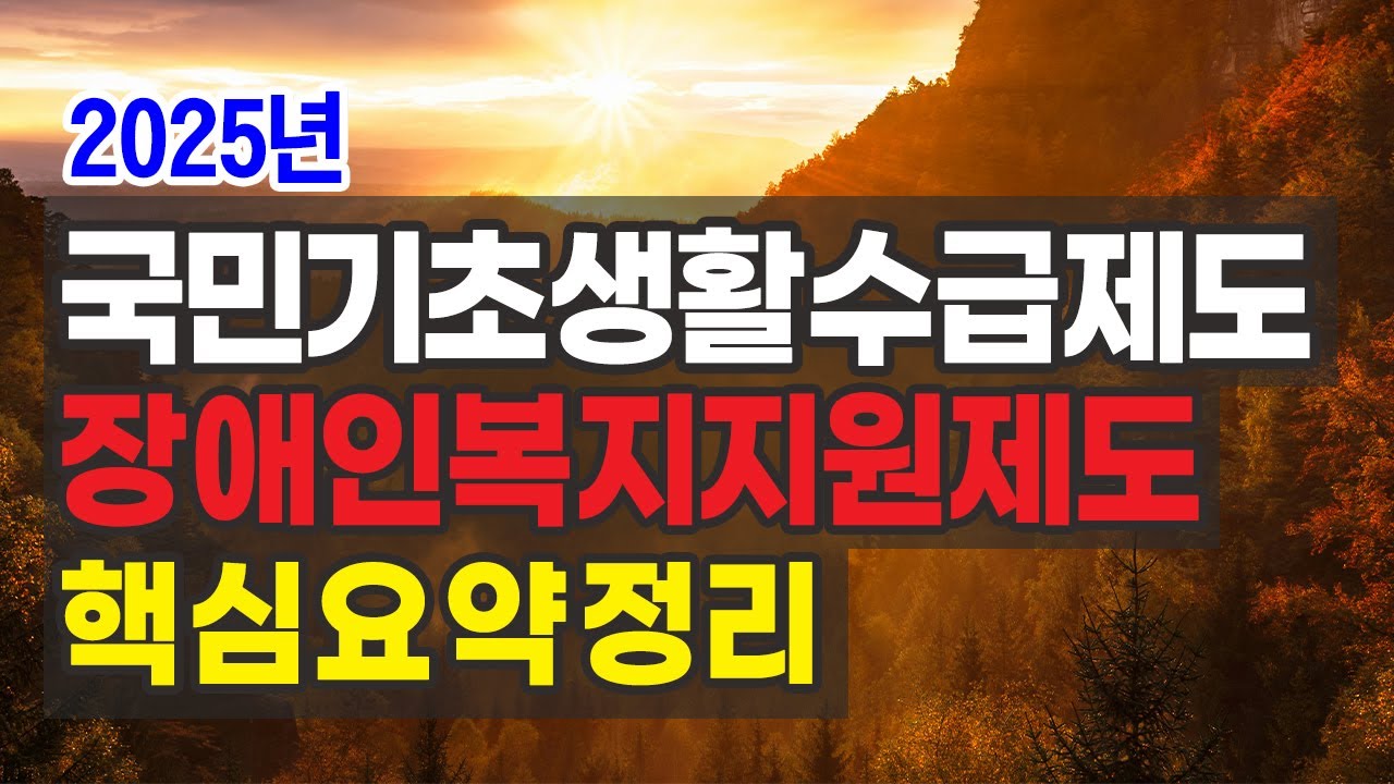 2025년 국민기초생활수급제도와 장애인복지 지원제도 연계 핵심정리