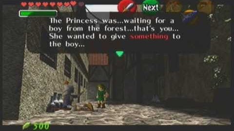 Zelda: Ocarina of Time. The dying soldier in "Back Alley"