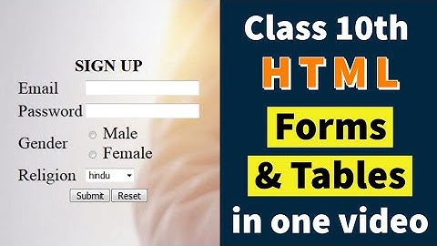 HTML Forms & Tables | Class 10th | CBSE | Computer Applications