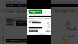 WRAPROWS - Excel & Google sheet- Reorganize data of Rows in 2D table.#excel #exceltips #googlesheets