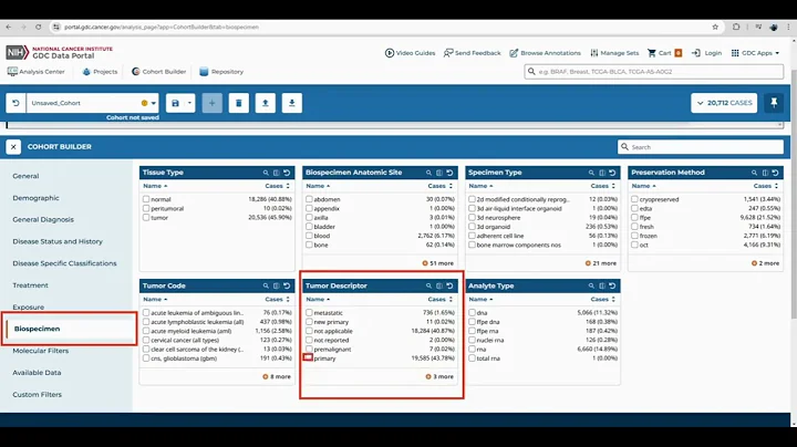 The Cancer Genome Atlas Database (TCGA)