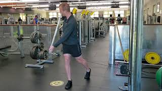 Cable (Bar) Split Stance (Outside Leg Forward) Spinal Rotation