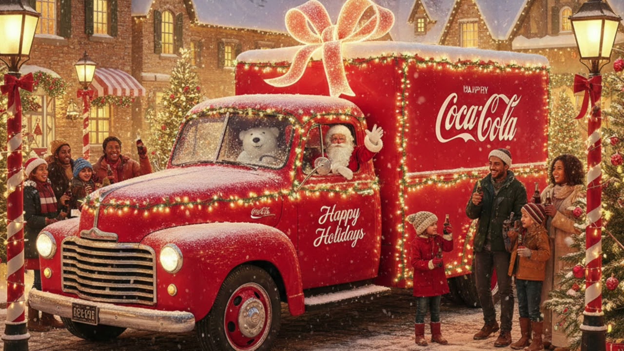 Christmas orchestra music for a Coca-Cola holiday commercial