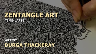 Zentangle Art | Timelapse 01 |  Durga Thackeray Art | Meditative art therapy