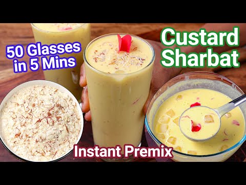 Custard Sharbat with Instant Premix Powder  Instant Refreshing Beverage - Custard Doodh Ka Sharbat