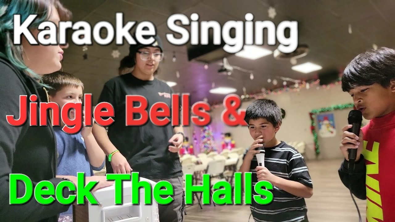 Kids Karaoke Singing "Jingle Bells" and "Deck the Halls", During