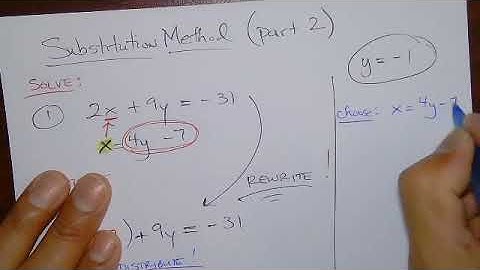 Alg 1   Solving Linear Systems Substitution part 2 video 1