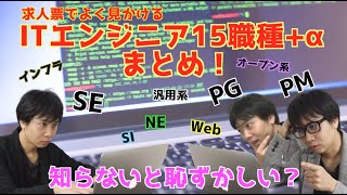 ITエンジニア15種類まとめ & 知っておくべき用語の意味 〜システムエンジニアとプログラマの違い〜