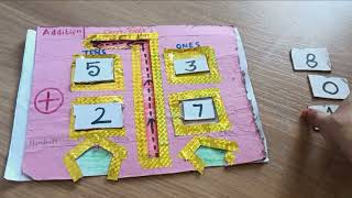 Carry-Over addition.Simple kit using cardboard.#Hands-on-Math #MultiSensory #Math.#homeschooling