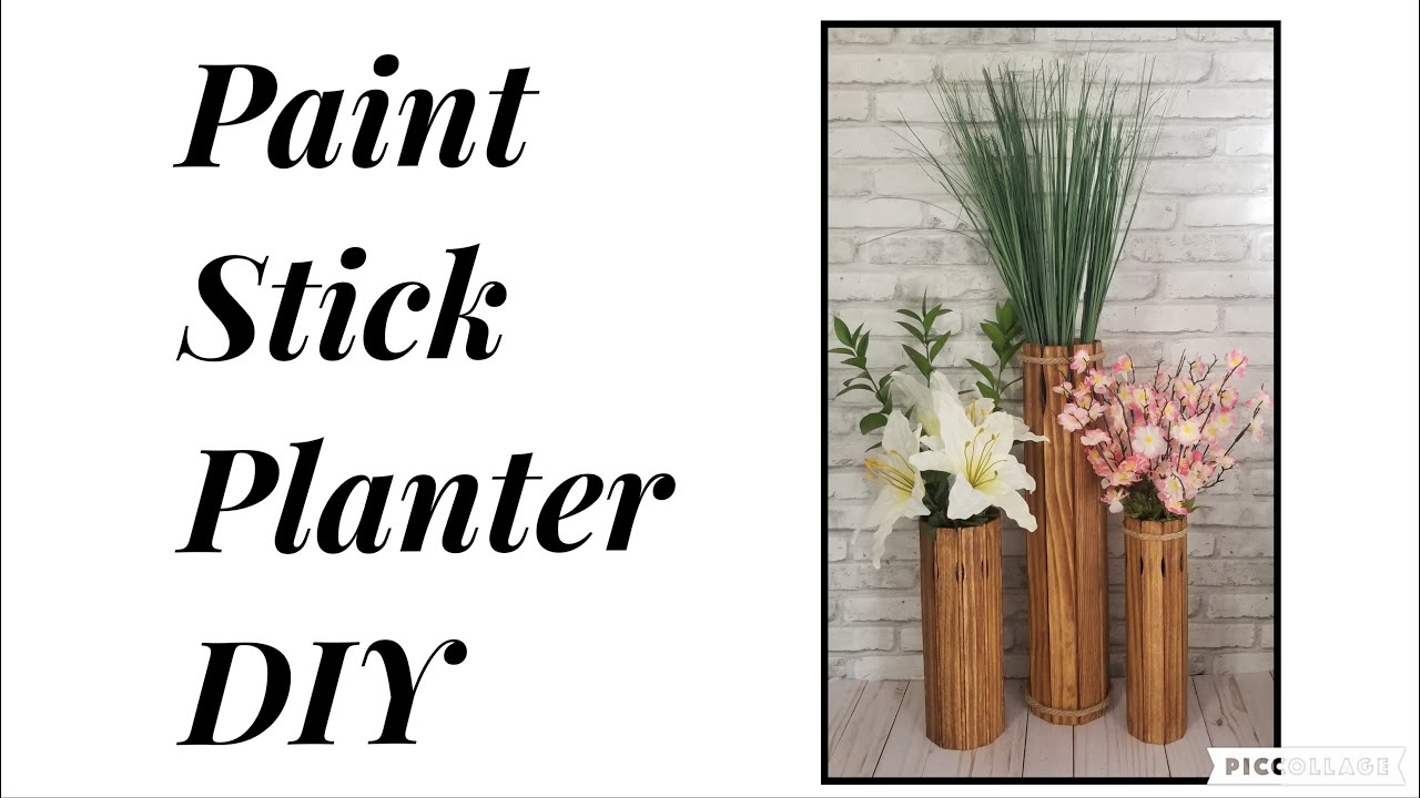 кашпо из палочек для краски своими руками