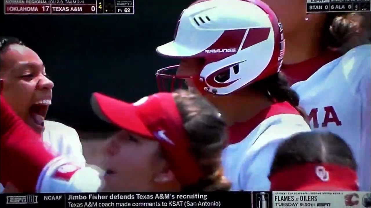 Oklahoma softball's Tiare Jennings hits home run vs. Texas A&M in