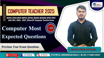 Computer Instructor MCQ Collection | Top Important Questions | Exam-Focused PYQs with Answers